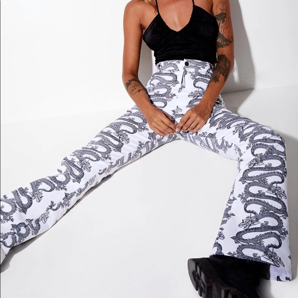 MOTEL ROCKS ZOVEN TROUSER DRAGON ROPE WHITE NWT